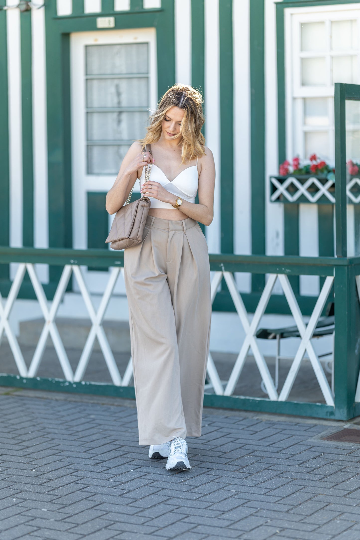 CALÇA WIDE LEG CREME